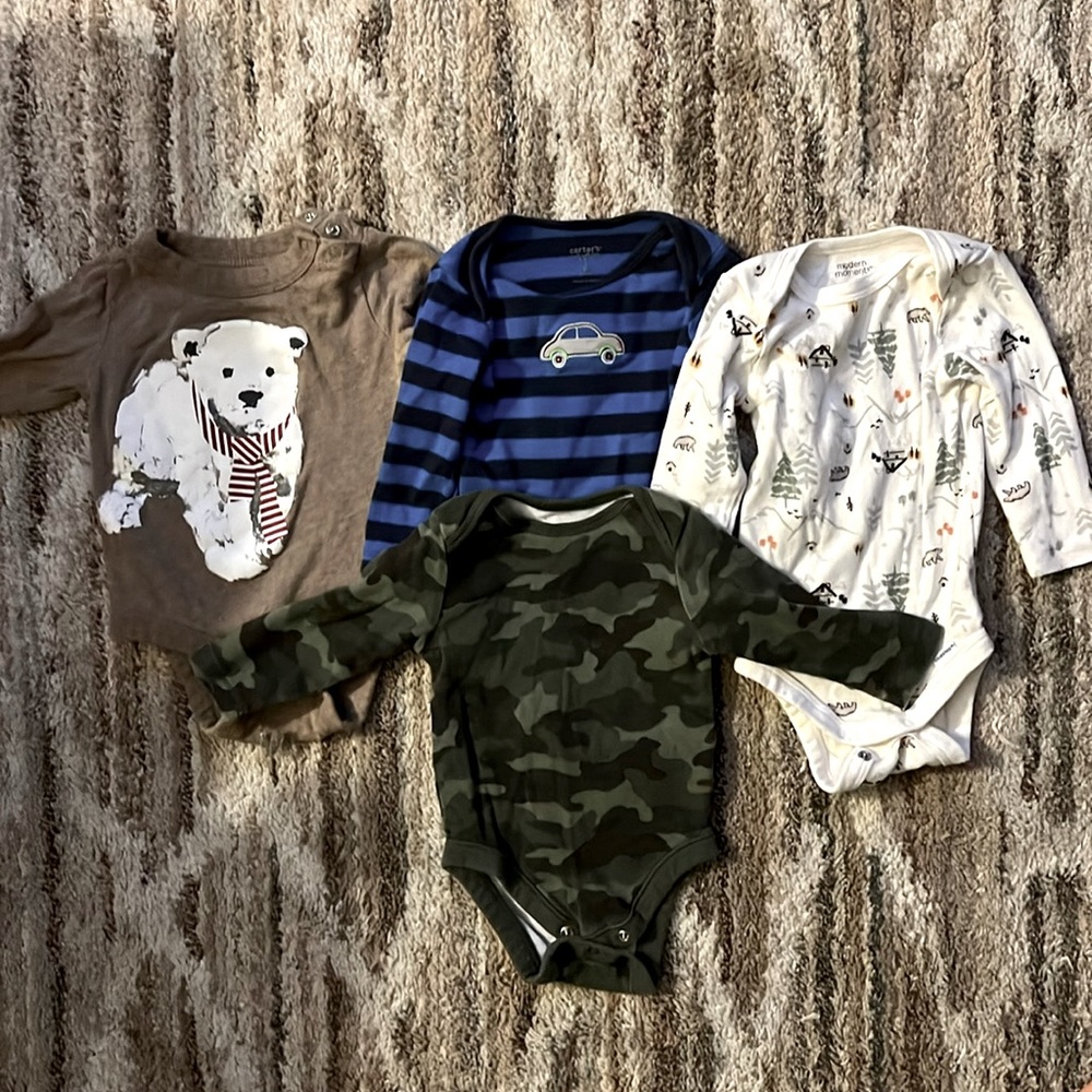 3-6m boys long sleeve onesie bundle